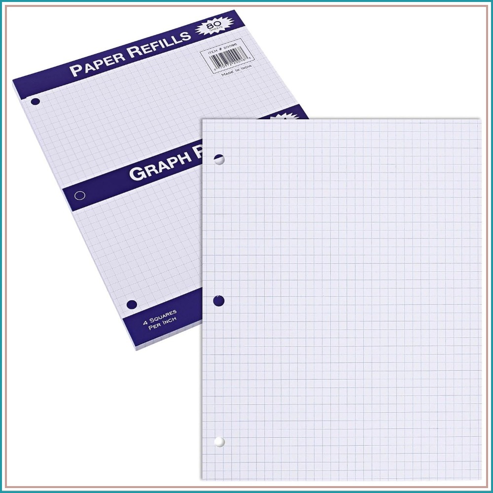 Paper Punch 3 Hole - 11x8.5 Graph Paper, 4x4 Grid, 80