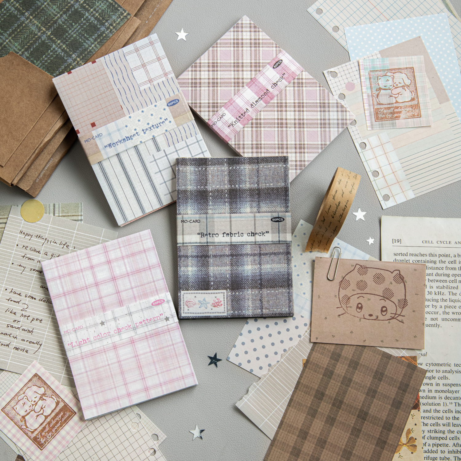 Journal GO 50pcs Kawaii Plaid  - Office Stationery Supply List 리뷰 및 가격