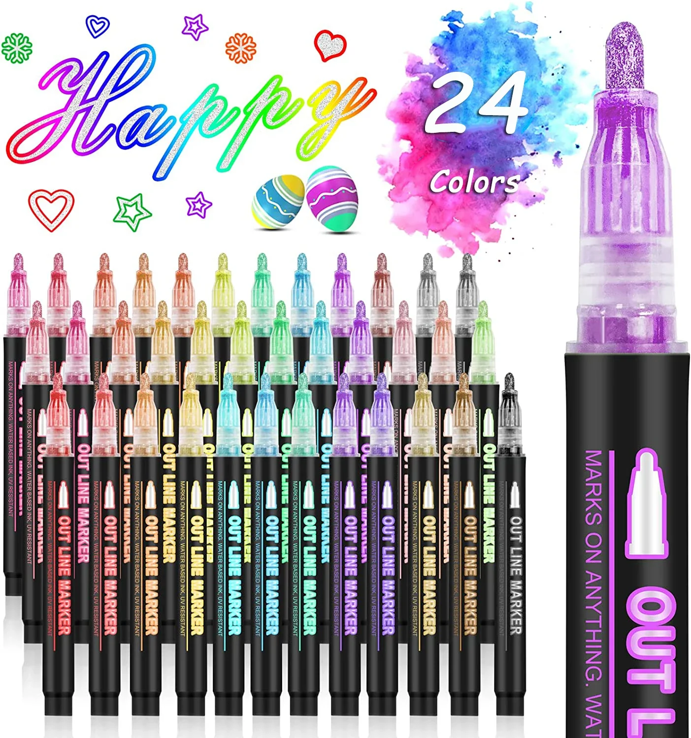 36 Color Double Line Outline A - Highlighter Set Pastel 리뷰 및 가격