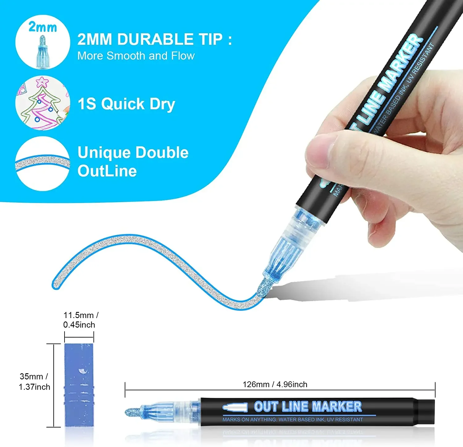 36 Color Double Line Outline A - Highlighter Set Pastel 리뷰 및 가격