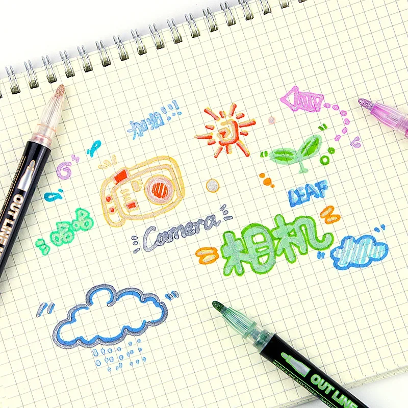 36 Color Double Line Outline A - Highlighter Set Pastel 리뷰 및 가격