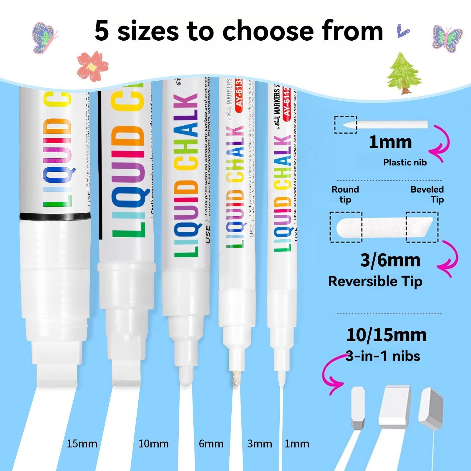 5pcs/set White Chalk Markers L - Whiteboard Marker Set 리뷰 및 가격