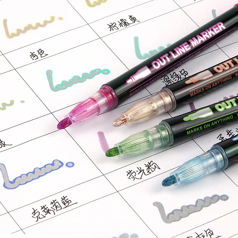 8-60 Color Double Line Outline - Highlighter Set Pastel 리뷰 및 가격