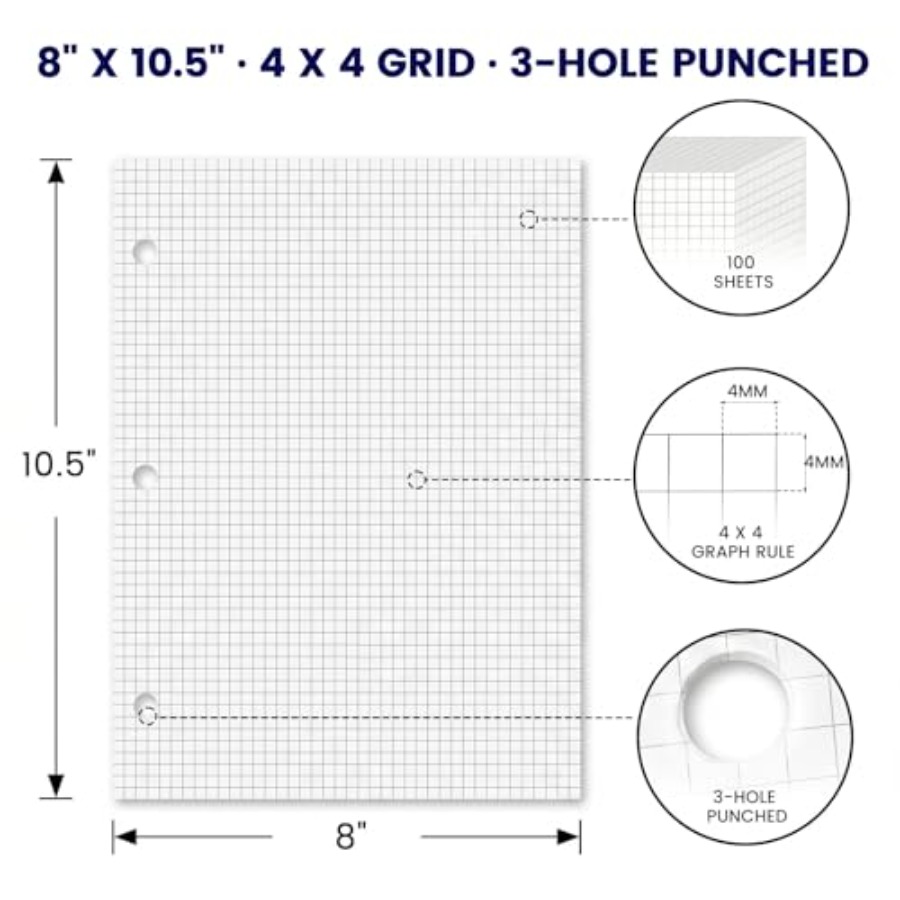 Graph Paper Filler Paper, 100  - Paper Punch 3 Hole 리뷰 및 가격