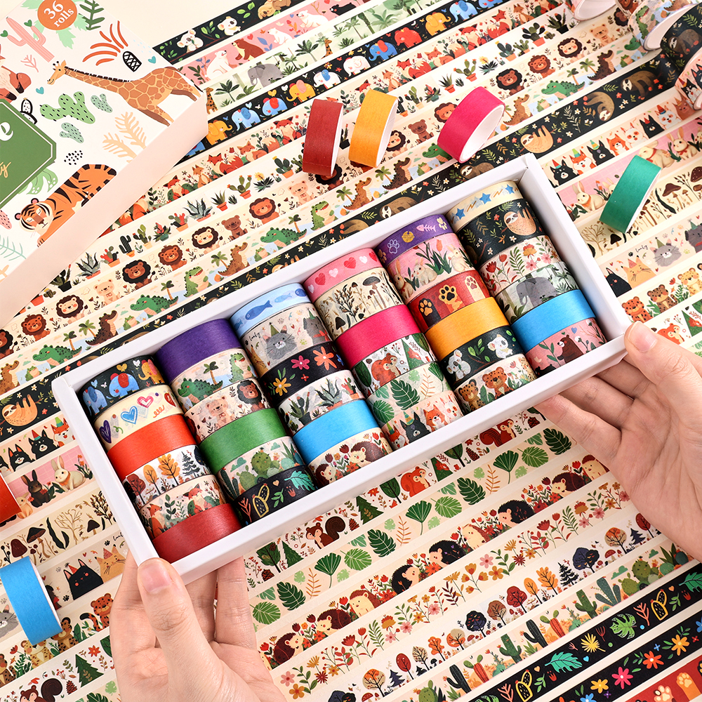 36 Rolls Vintage Animal Party  - Washi Tape Set 리뷰 및 가격