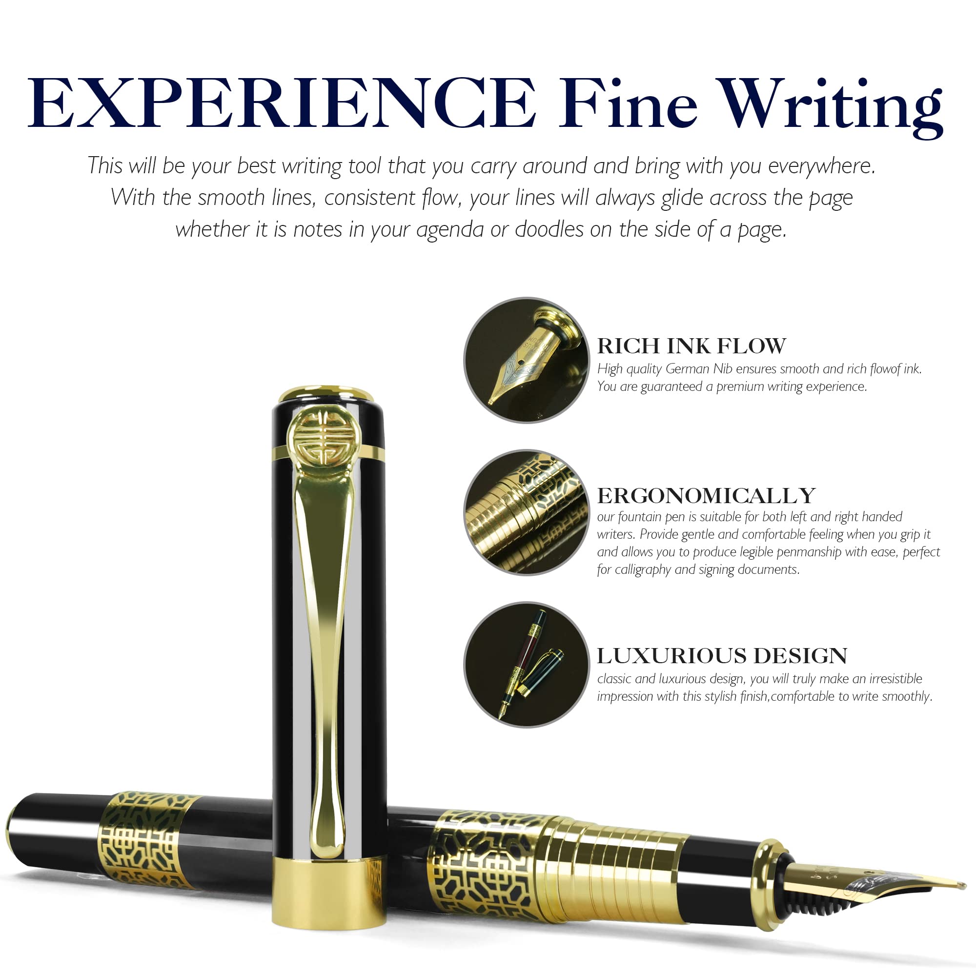 Retro Metal Fountain Pen F Nib - Office Stationery Supply Business 리뷰 및 가격