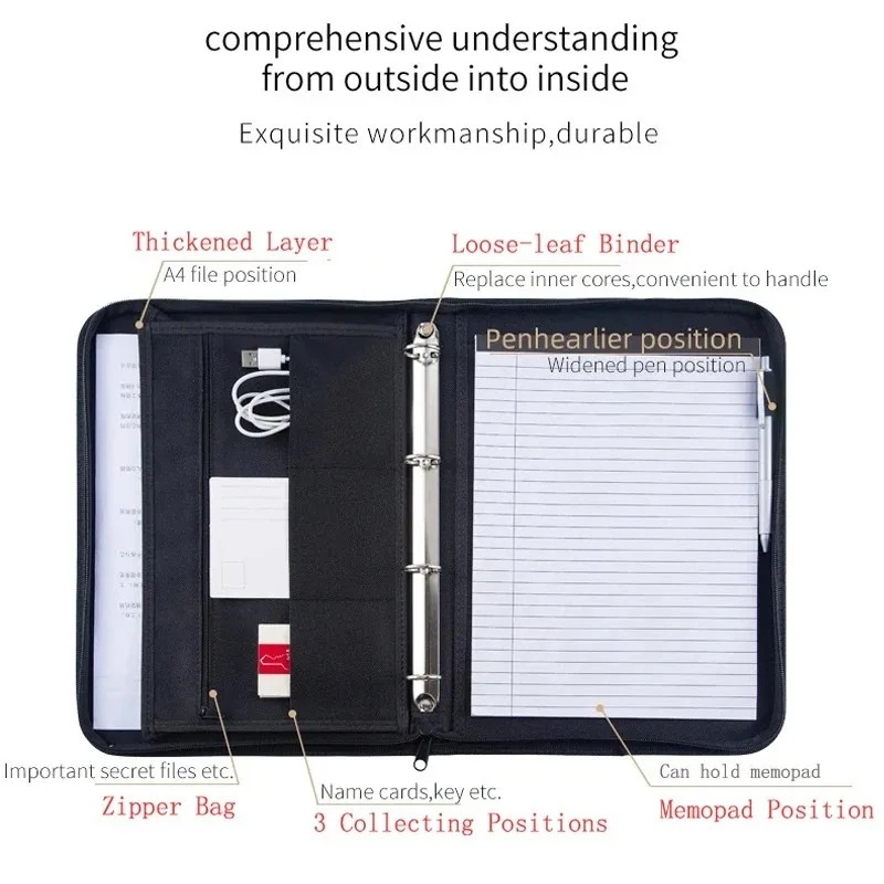 Large Black Business Portfolio - Portfolio Folder Zip 리뷰 및 가격