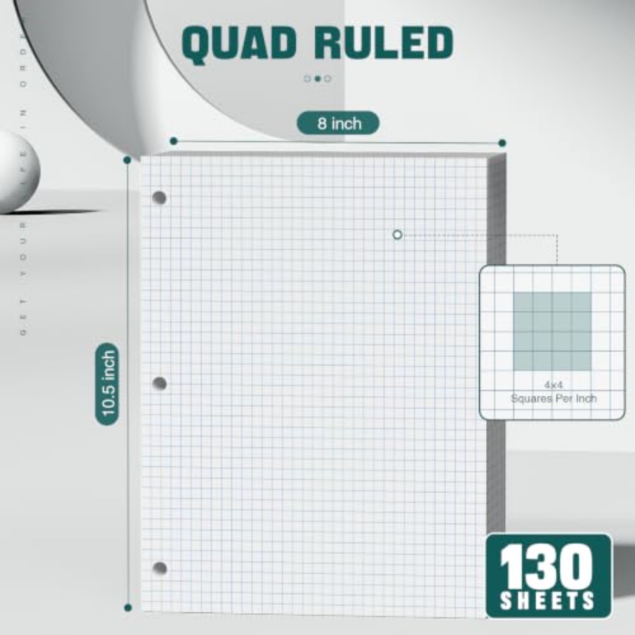 Loose Leaf Graph paper 8 x 10. - Paper Punch 3 Hole 리뷰 및 가격