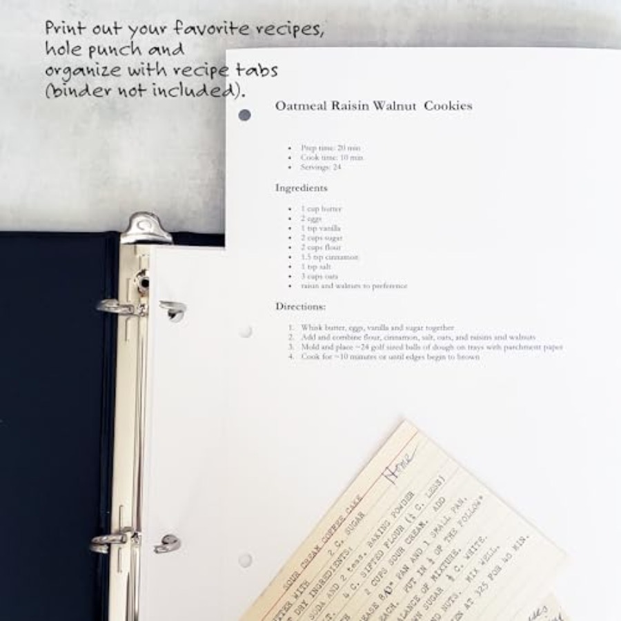 PRE-Printed Recipe Binder Inde - Index Tab Divider 리뷰 및 가격