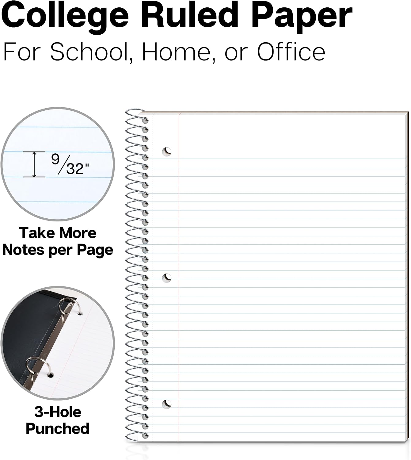 College Ruled Spiral Notebook  - Paper Punch 3 Hole 리뷰 및 가격
