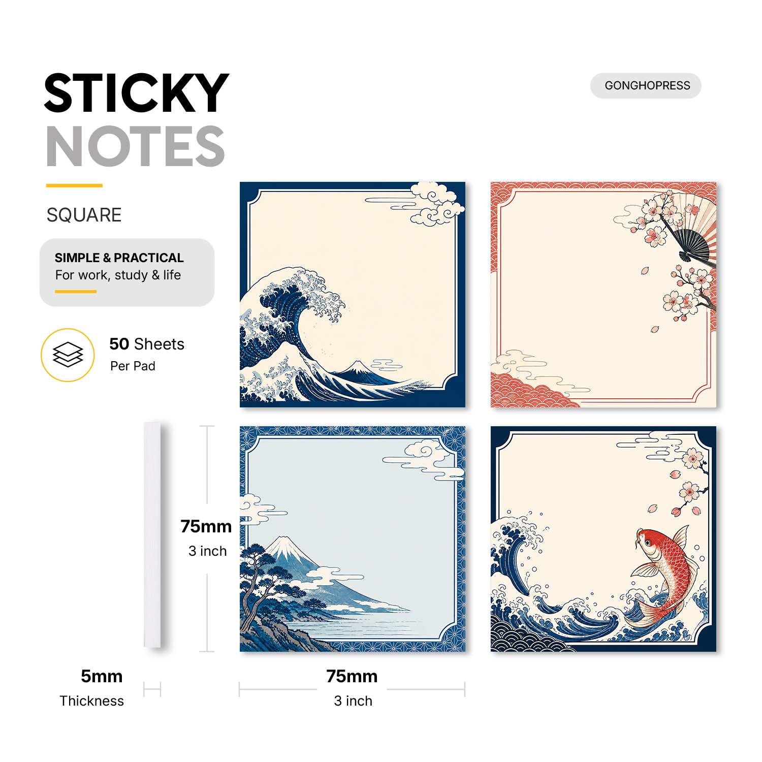 4pcs Japanese Style Sticky Not - Total Stationery & Office Supply 리뷰 및 가격
