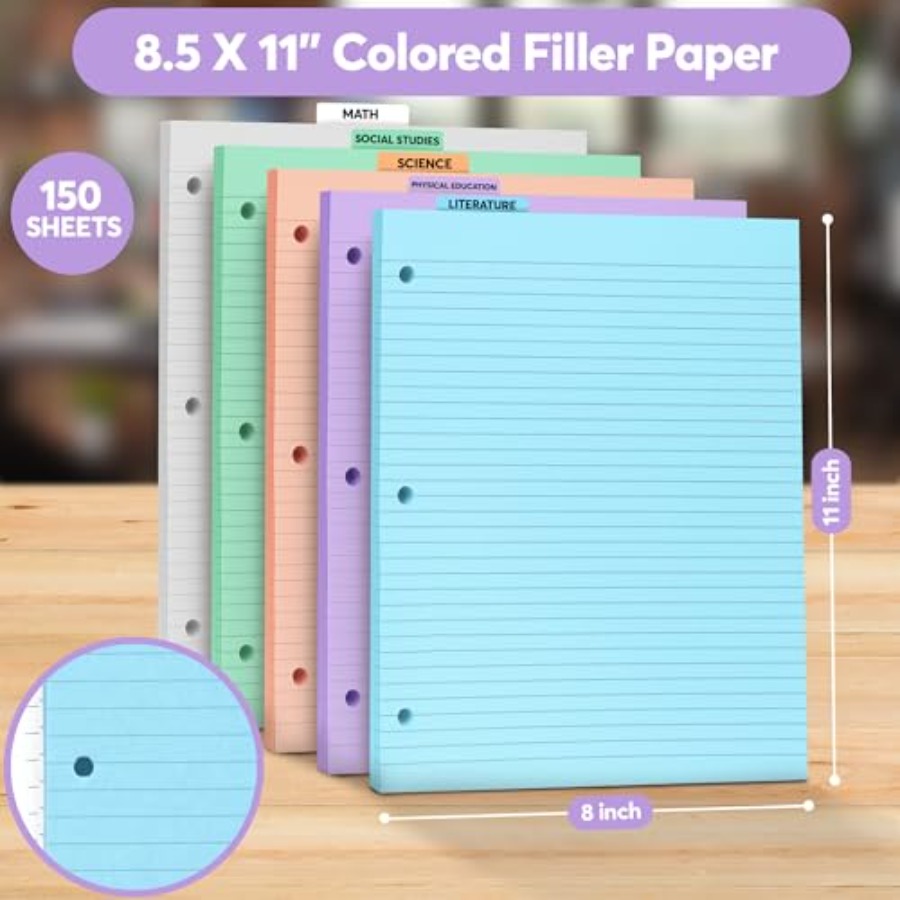 Colored Notebook Paper 8.5 x 1 - Paper Punch 3 Hole 리뷰 및 가격