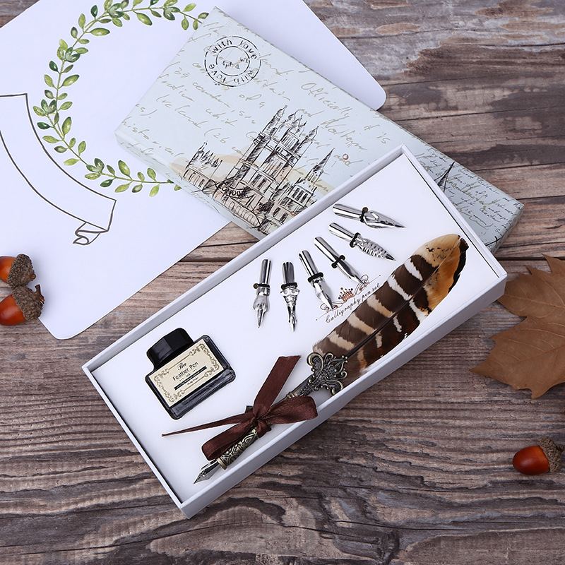 Retro Feather Dip Pen Writing  - Self Inking Stamp 리뷰 및 가격