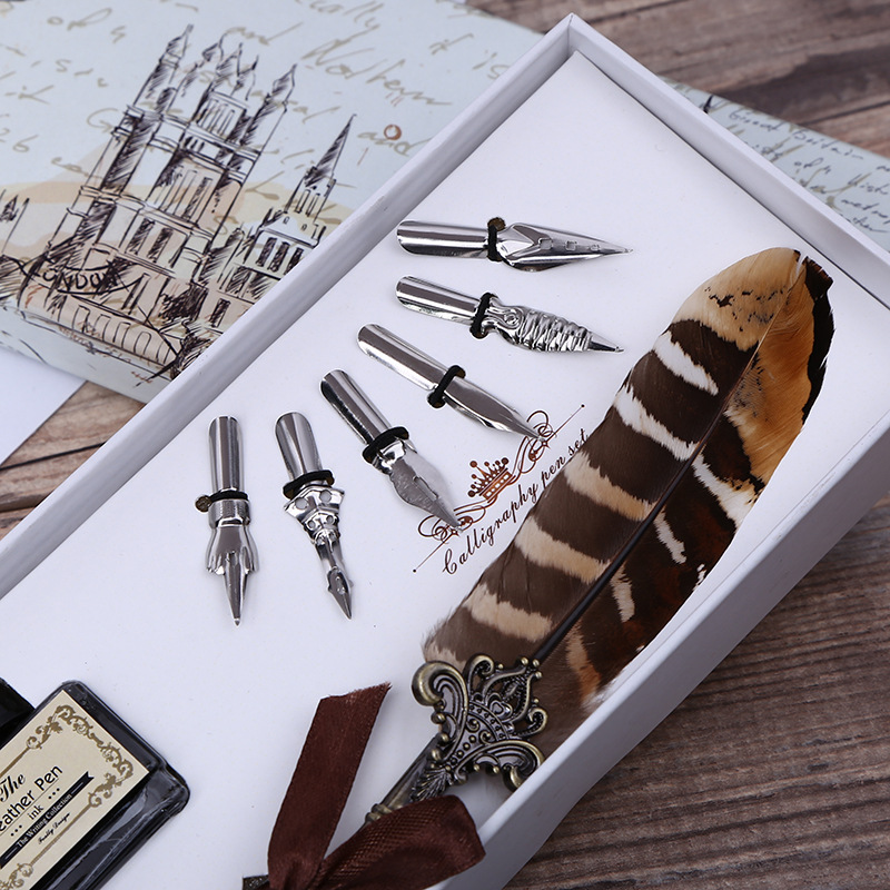 Retro Feather Dip Pen Writing  - Self Inking Stamp 리뷰 및 가격