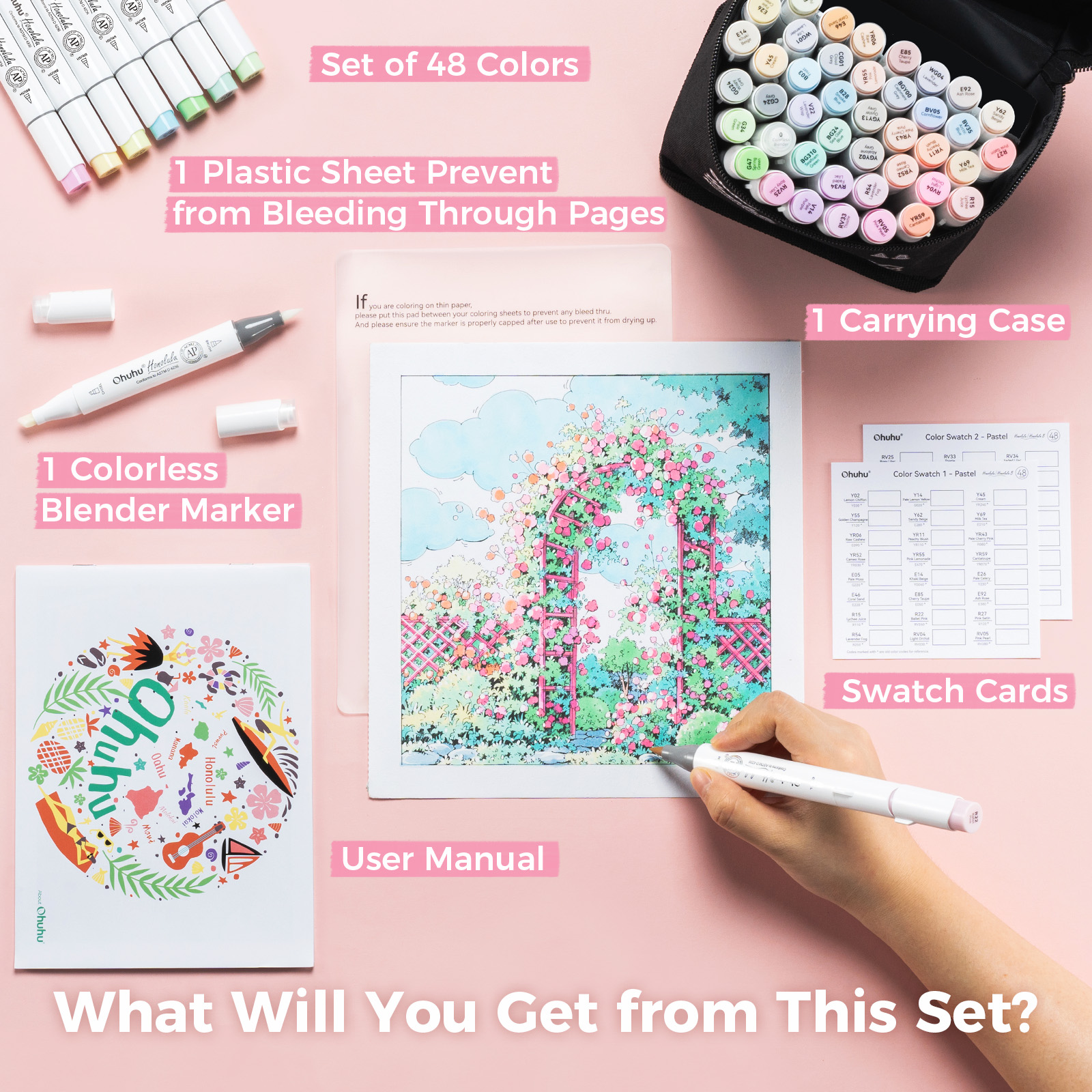 Ohuhu Honolulu 48 Pastel Color - Highlighter Set Pastel 리뷰 및 가격