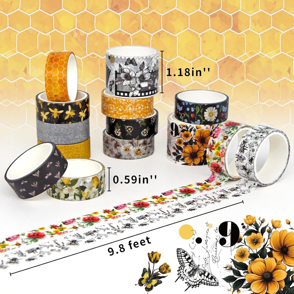 14 Rolls Vintage Bee Floral Bu - Washi Tape Set 리뷰 및 가격