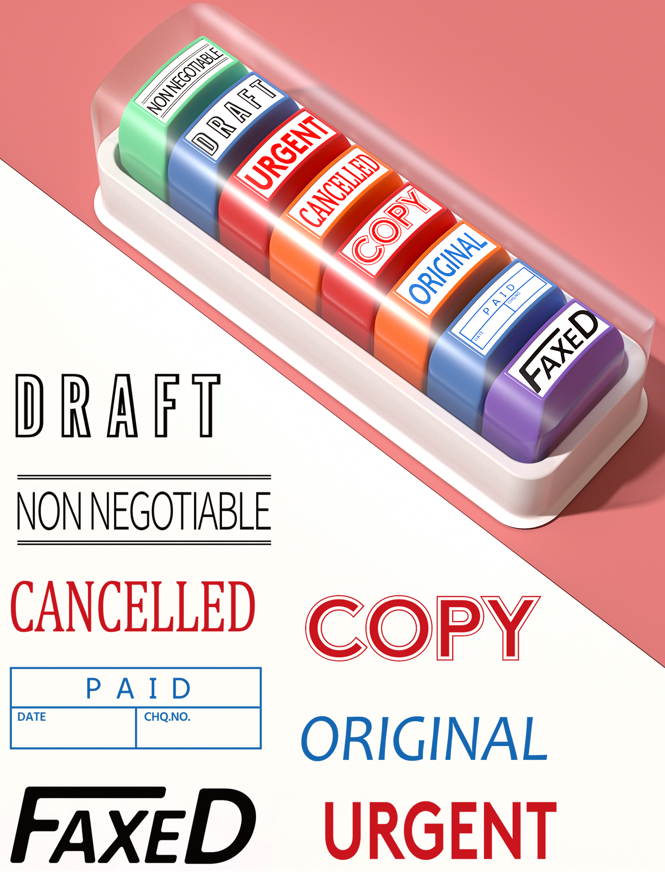 8 Office Stamp set Information - Self Inking Stamp 리뷰 및 가격