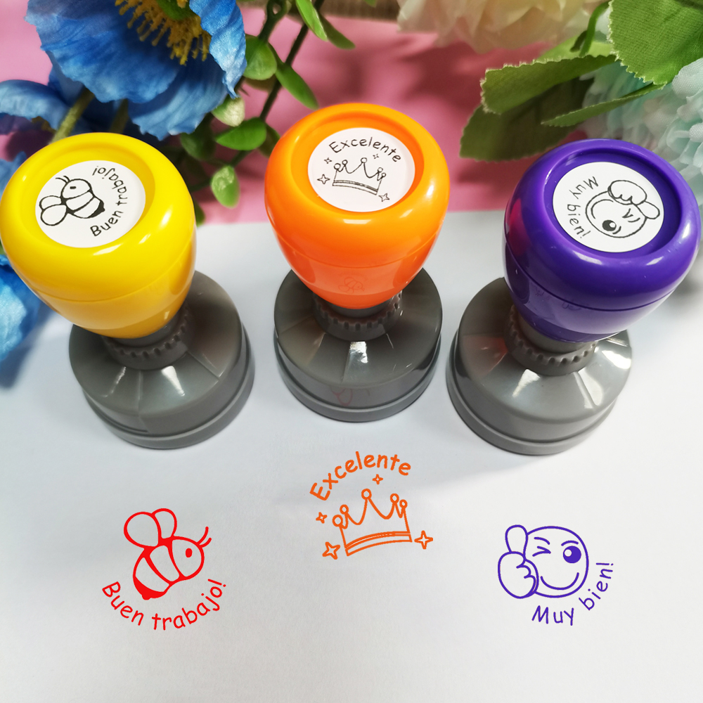 Color 3 pieces large Spanish e - Self Inking Stamp 리뷰 및 가격