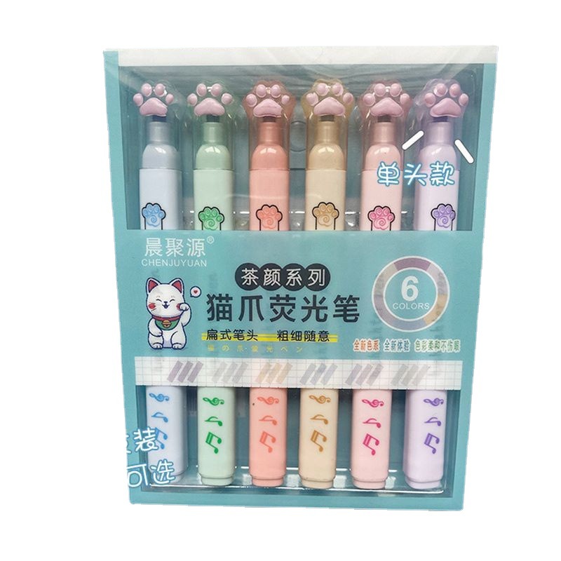 6Pcs/Set Kawaii Cat paw Fluore - Highlighter Set Pastel 리뷰 및 가격