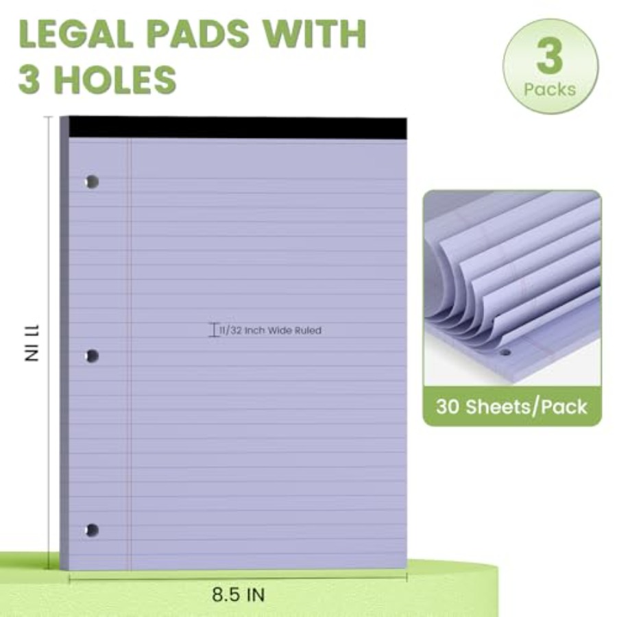 Legal Pads 8.5x11, Purple Lega - Paper Punch 3 Hole 리뷰 및 가격