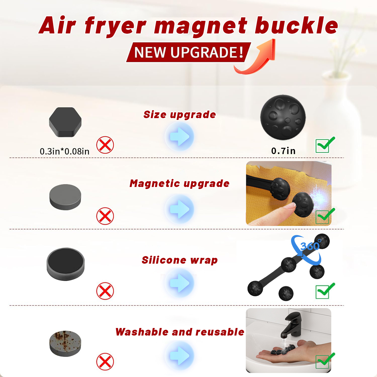 1/2sets Silicone Air Fryer Mag - Paperclip Magnetic Set 리뷰 및 가격
