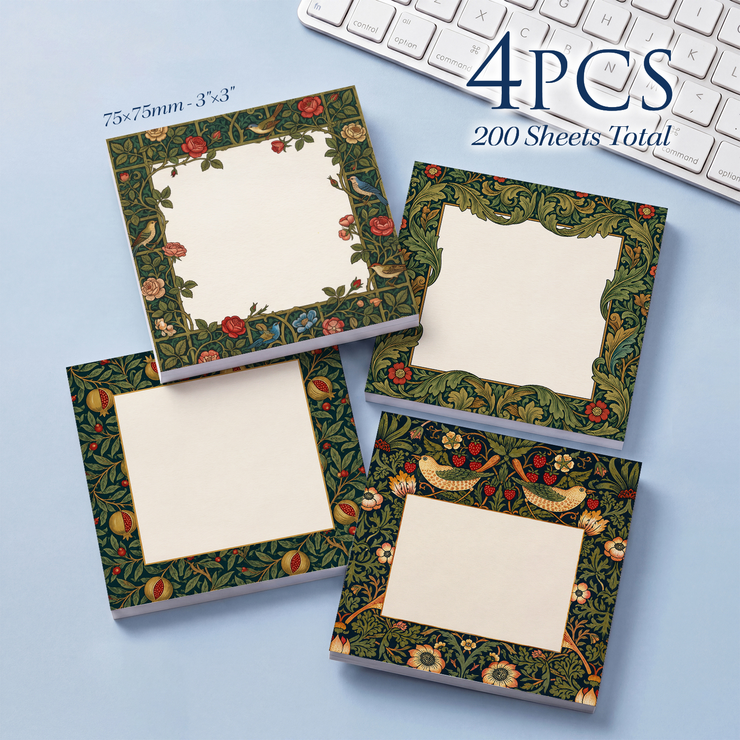 4pcs Vintage Floral Sticky Not - Total Stationery & Office Supply 리뷰 및 가격